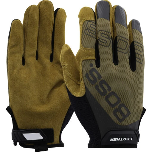Boss Premium Leather Palm Gloves With Mesh Back